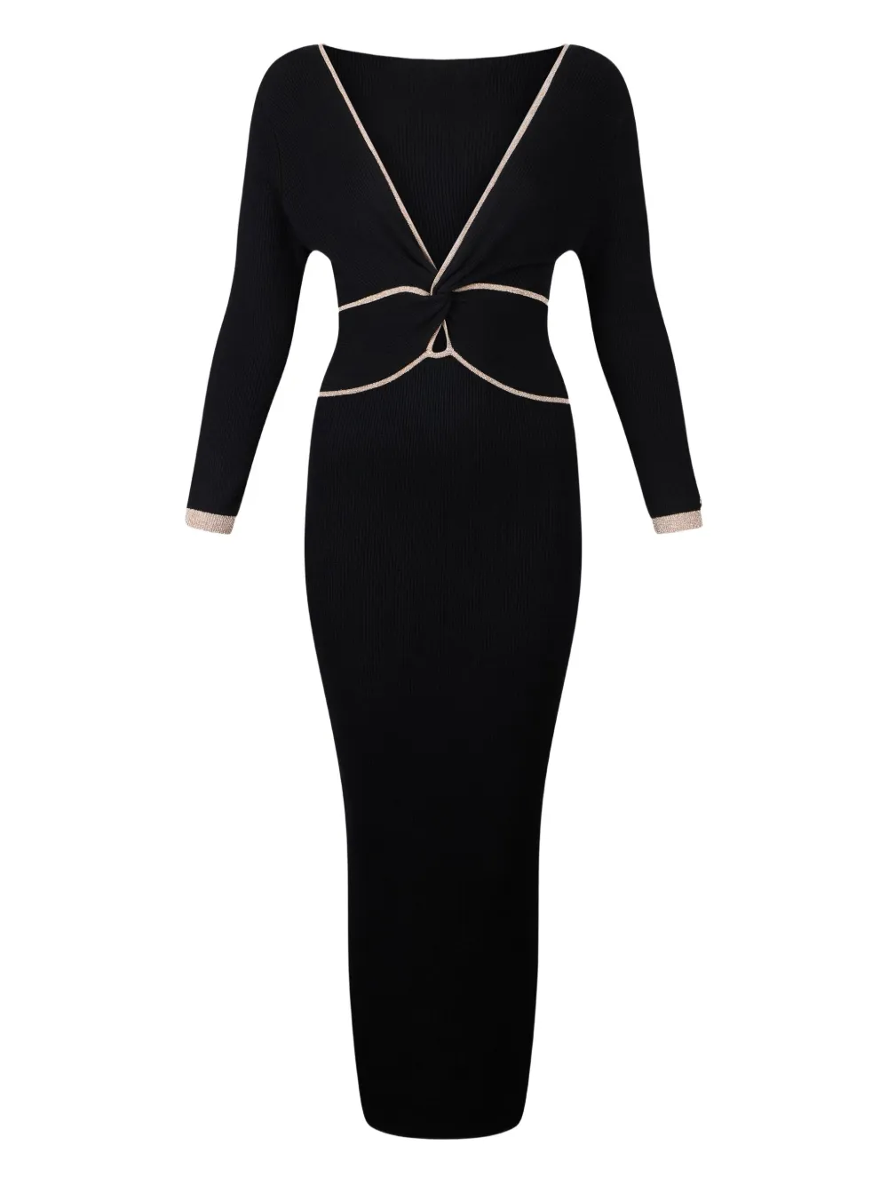 LIU JO ribbed-knit knotted midi dress Zwart