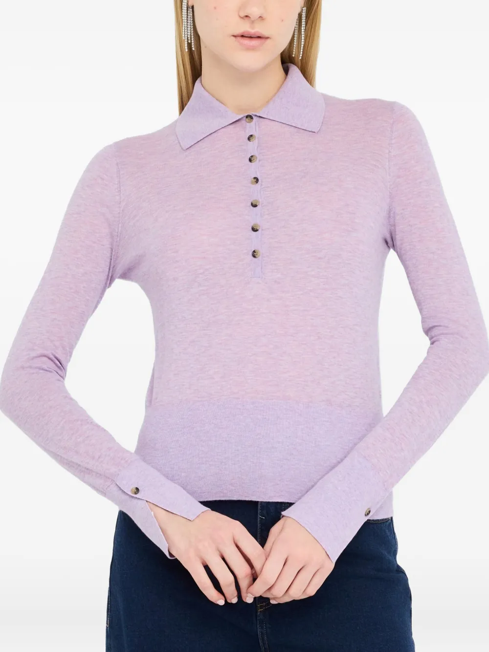 LIU JO Cotton and cashmere polo shirt Paars