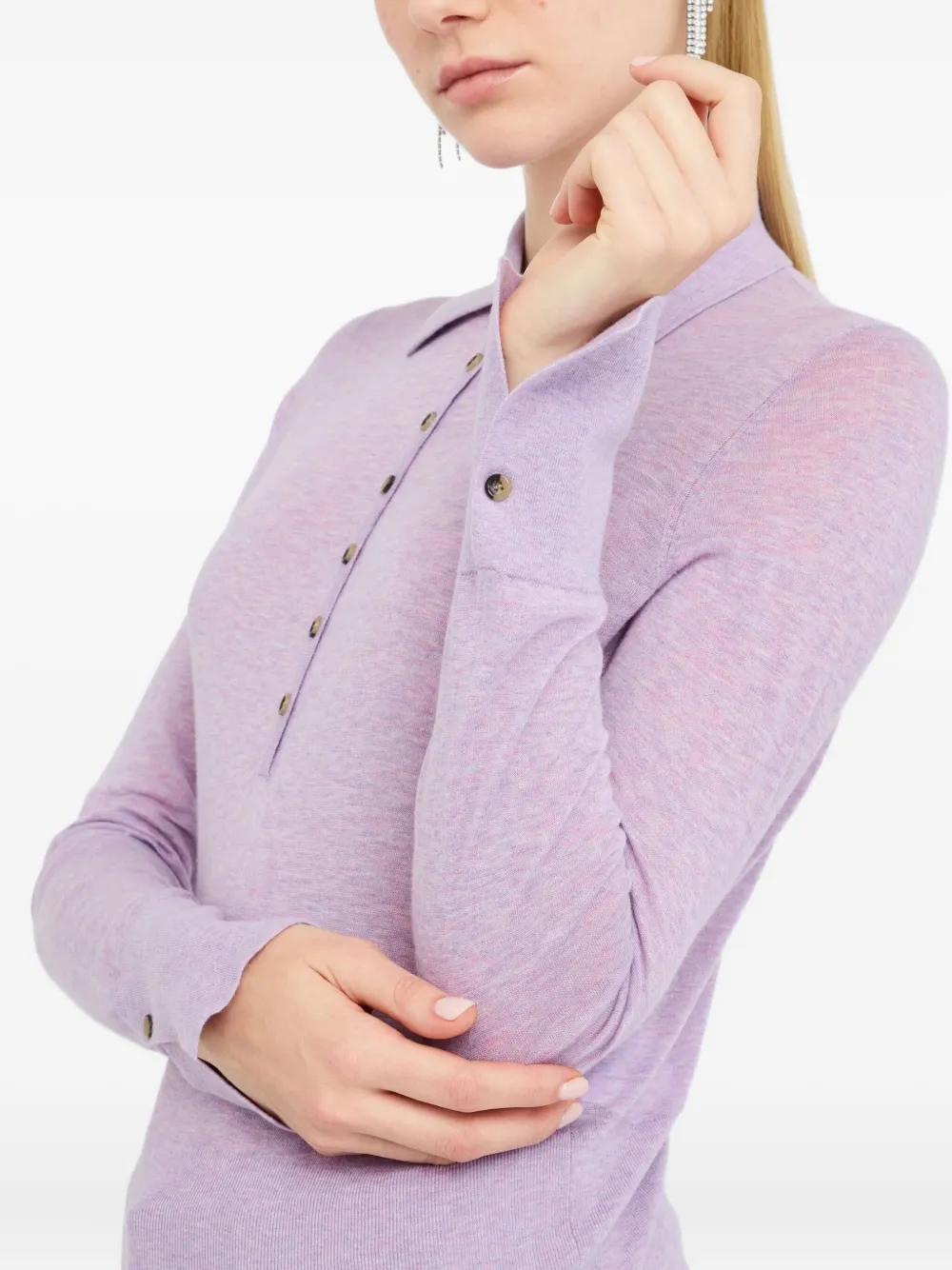 LIU JO Cotton and cashmere polo shirt Paars