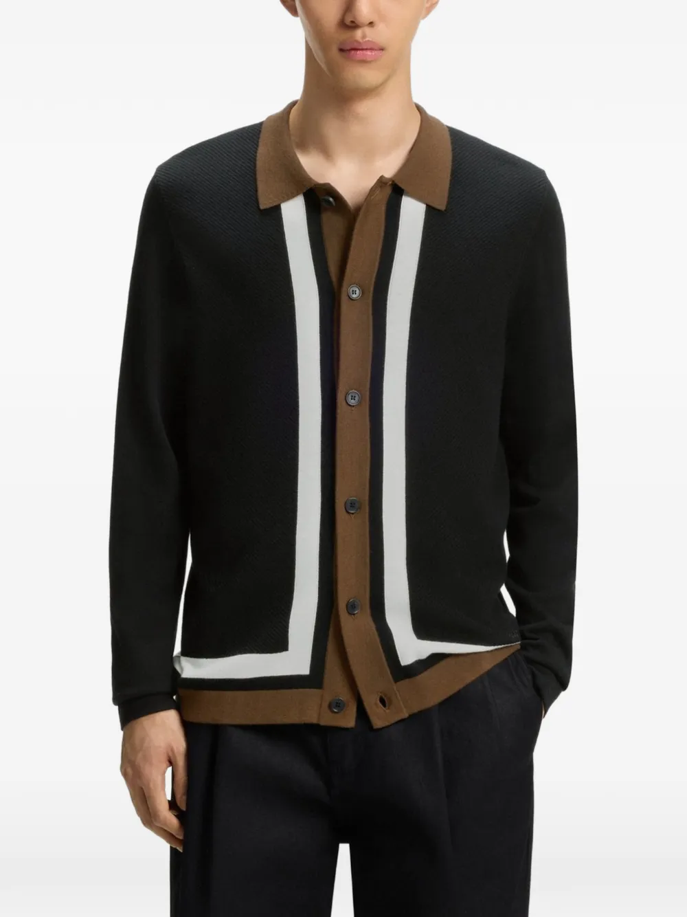 HUGO Button-up vest Zwart