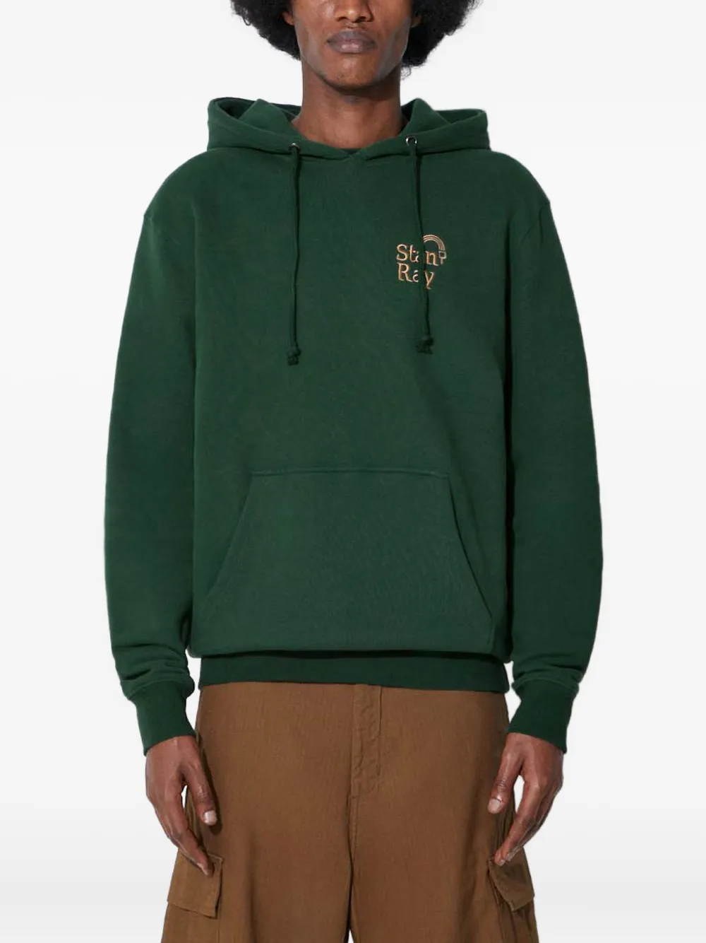 stan ray logo-embroidered hoodie - グリーン stan ray logo-embroidered hoodie - グリーン