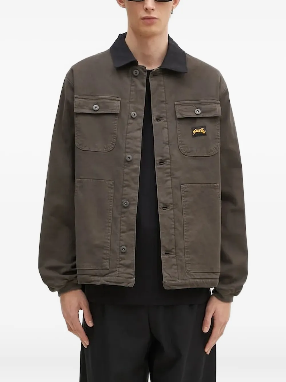 stan ray contrast-collar jacket | Brown | Image 1