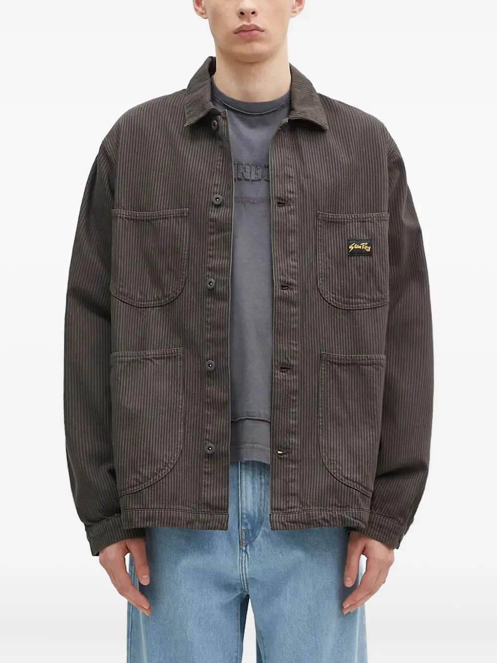 stan ray striped overshirt - ブラウン stan ray striped overshirt - ブラウン