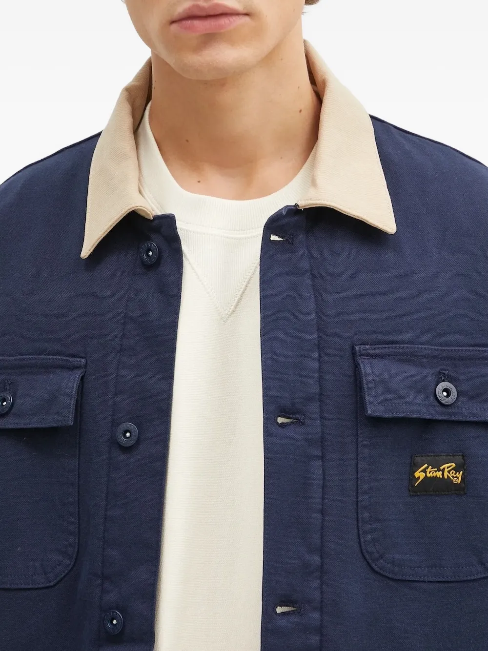 stan ray Shirtjack met contrasterende kraag Blauw