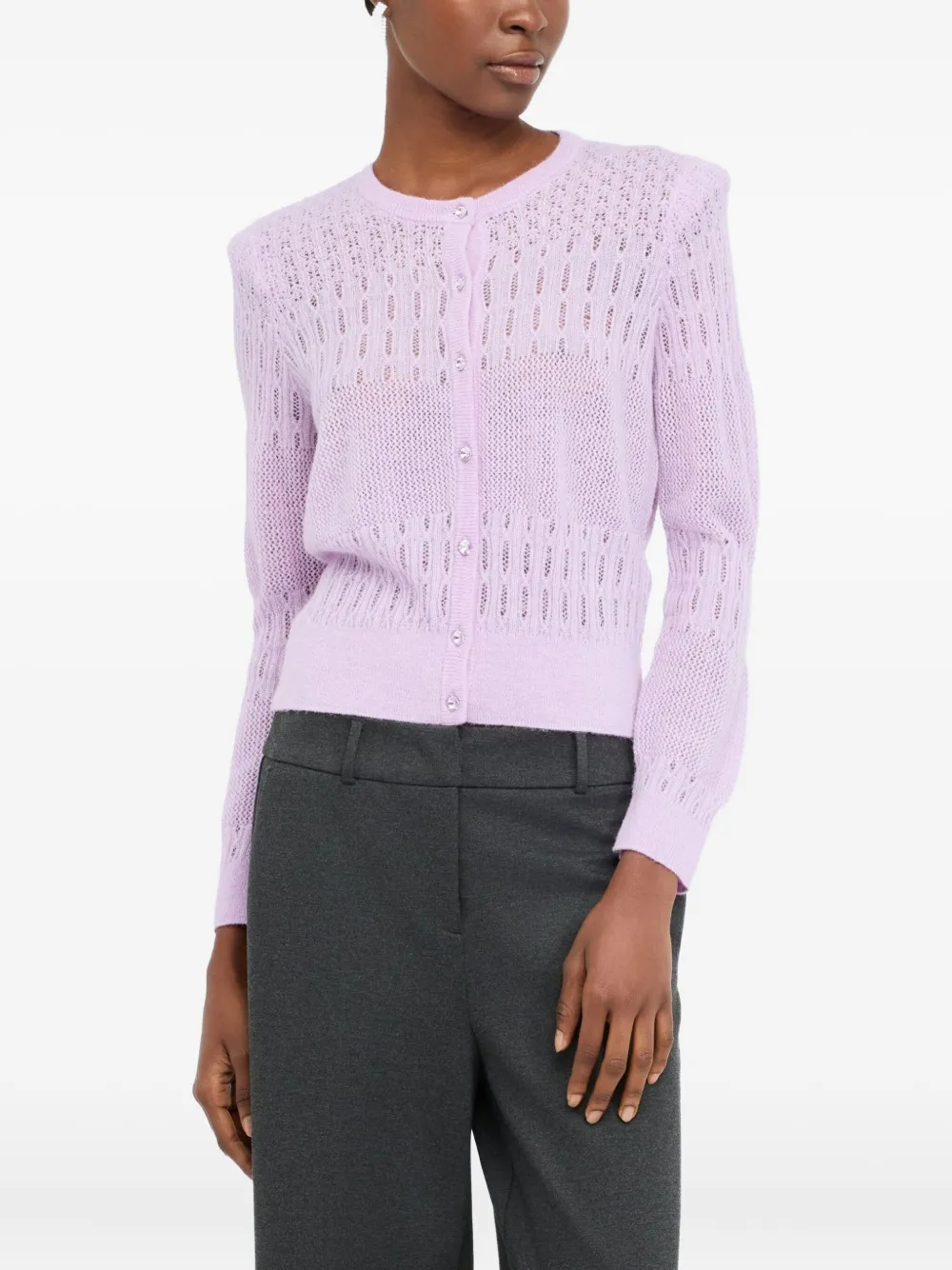 Liu •jo Wool And Alpaca Cardigan In Pink
