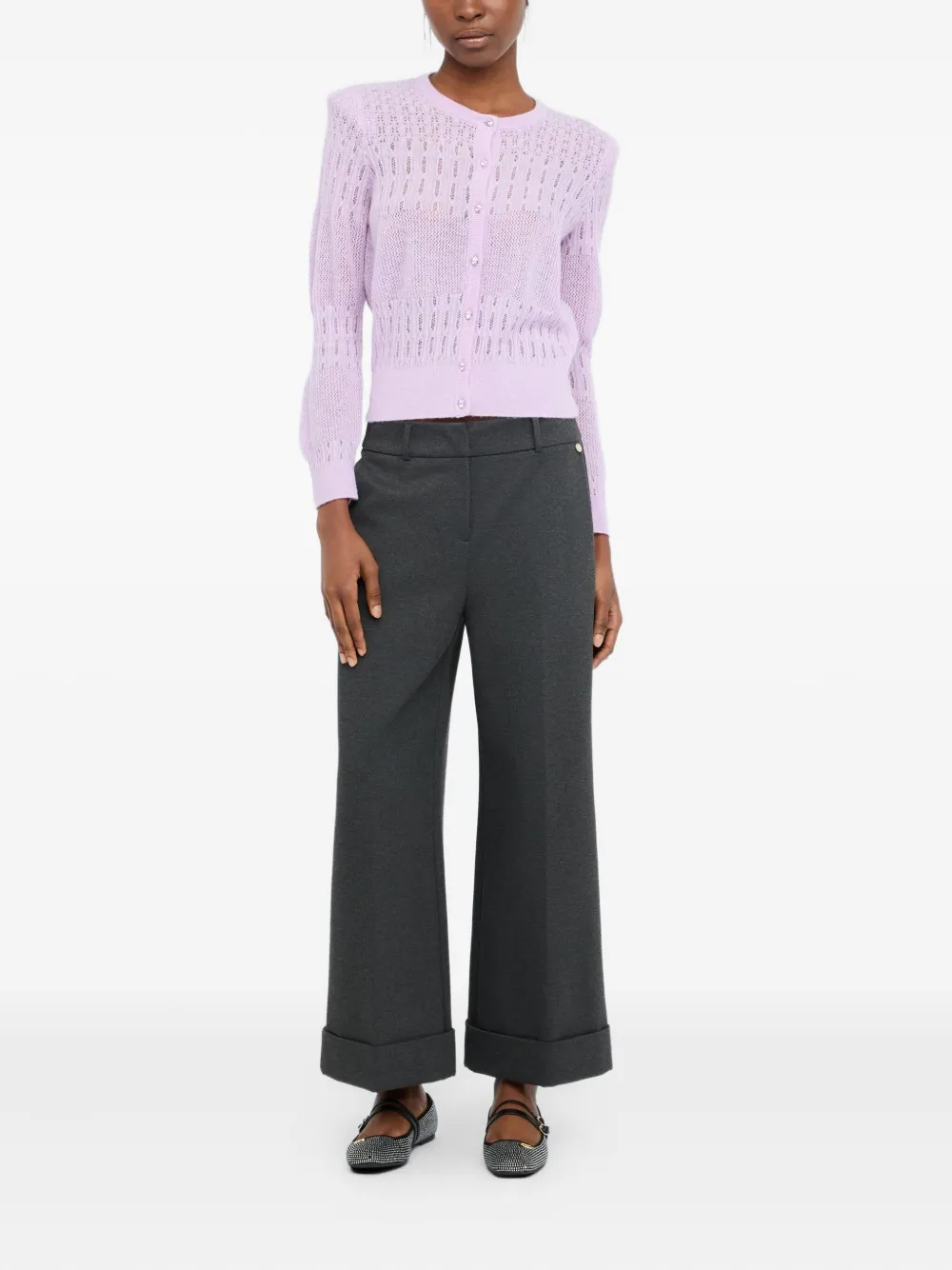 Liu •jo Wool And Alpaca Cardigan In Pink