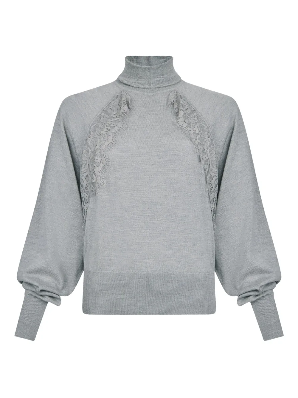 Liu •jo Wool Turtleneck With Lace In Gray