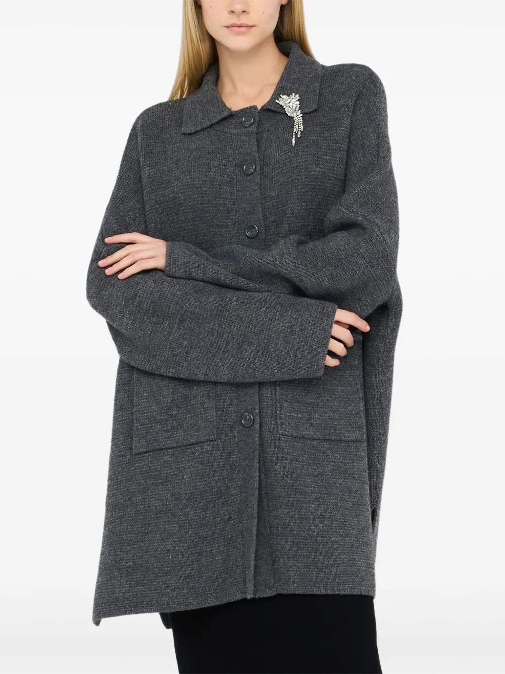 LIU JO Gebreide jas verfraaid met stras Grijs