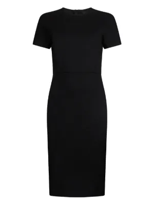 strapless open back dress GANNI | Pointed-Collar Ribbed Merino Wool Midi Dress
