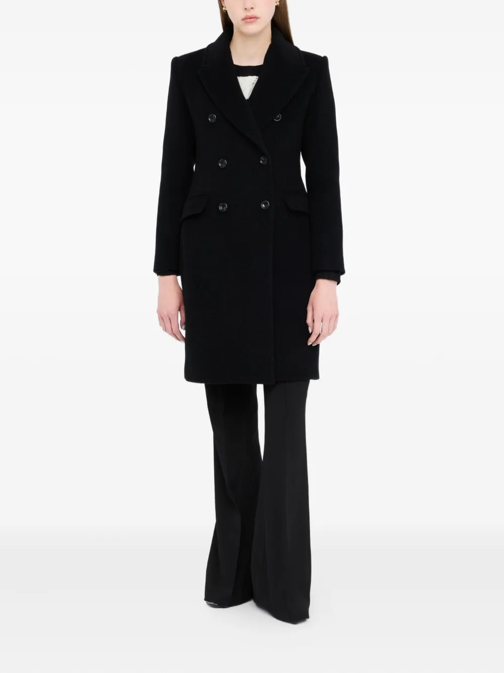 Liu •jo Double-breasted Wool Coat In Black