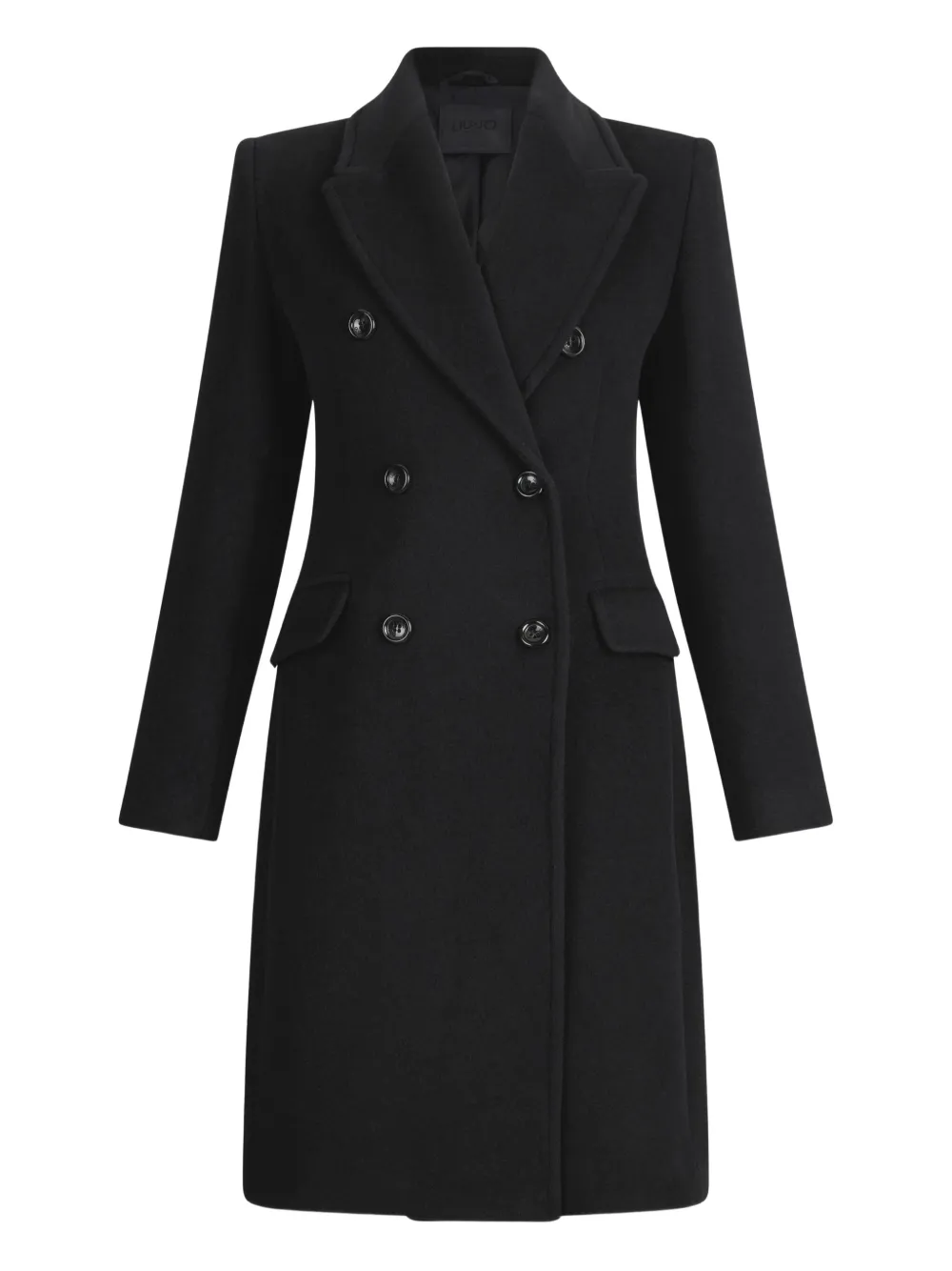 Liu •jo Double-breasted Wool Coat In Black