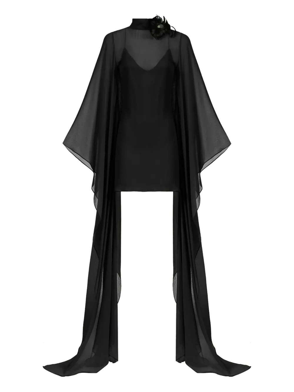 Taller Marmo Lanzarote flower-embellished mini dress - ブラック Taller Marmo Lanzarote flower-embellished mini dress - ブラック