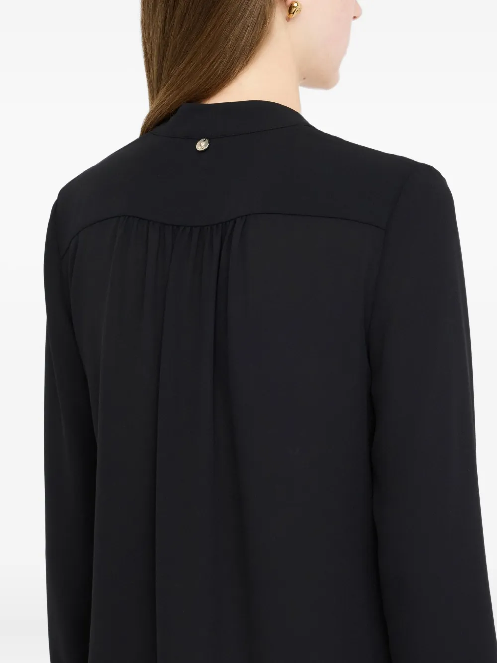 LIU JO mandarin-collar V-neck blouse Zwart