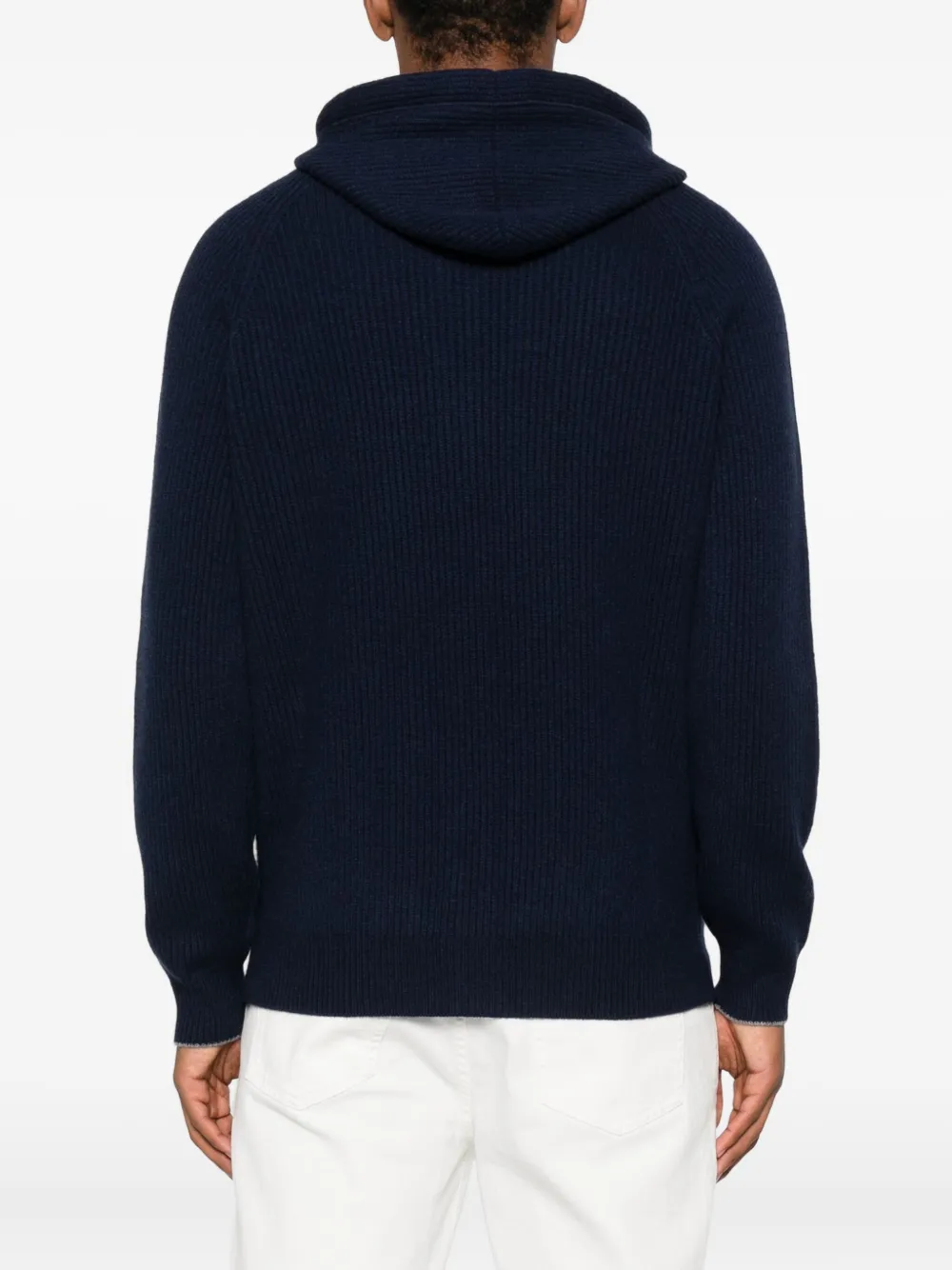 Brunello Cucinelli zip-up hooded cardigan Blauw