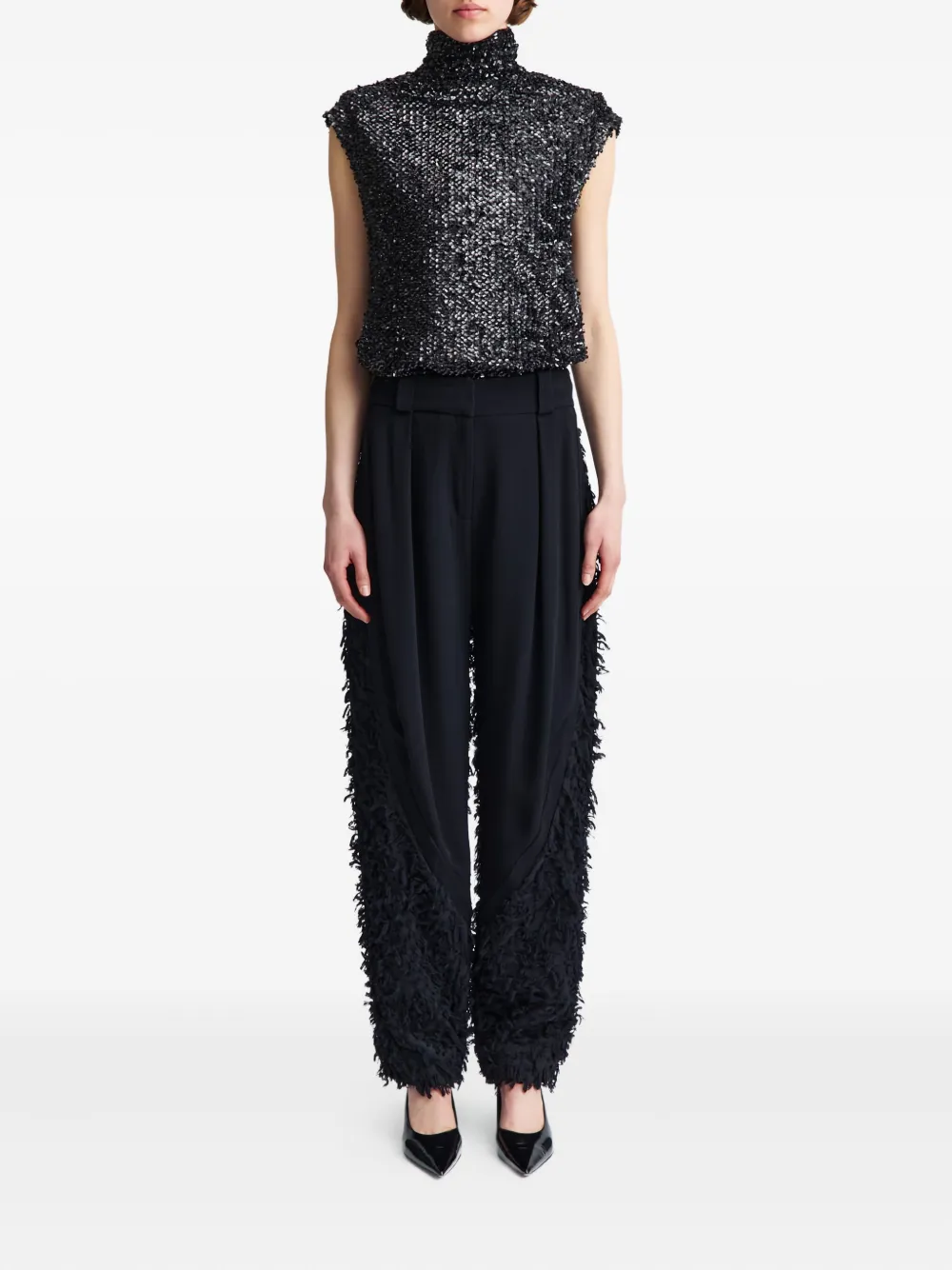 16arlington Ovica Sequinned Tank Top In Black