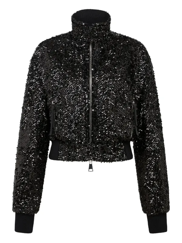 16Arlington Cosima Sequin Embellished Bomber Jacket in Black