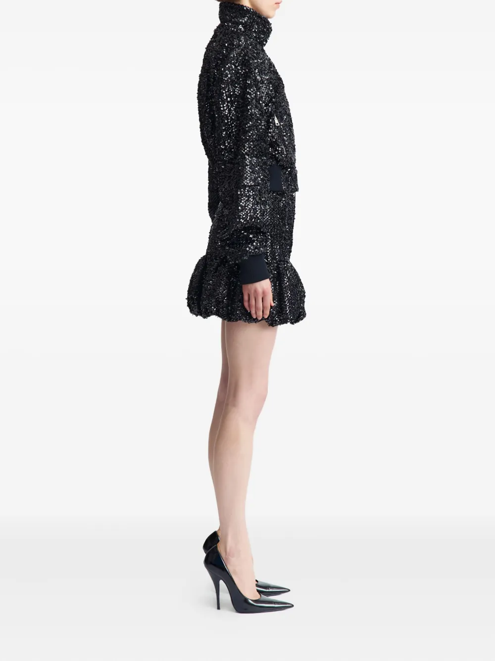 16arlington Cosima Sequin Embellished Bomber Jacket In Black