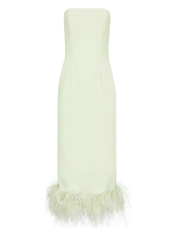 16Arlington Minelli feather-trim Midi Dress | Green | FARFETCH 16Arlington Minelli feather-trim Midi Dress | Green | FARFETCH