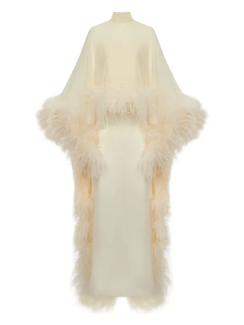 Taller Marmo feather-embellishment maxi dress