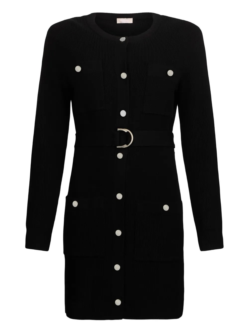 Liu •jo Knit Dress With Shoulder Pads In Black
