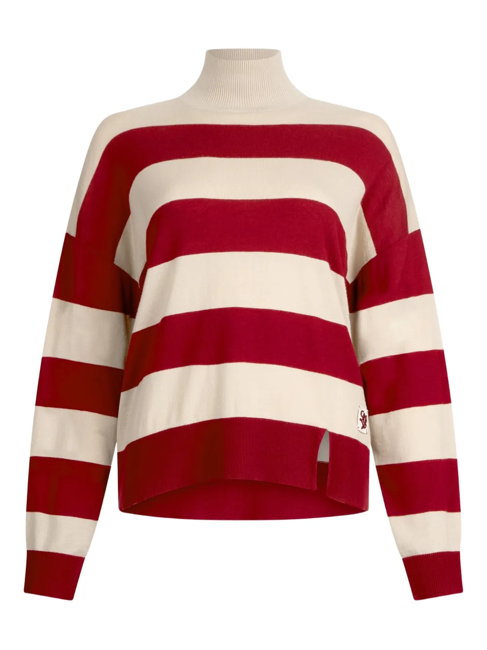 Liu •jo Striped Wool-blend Mock Polo-neck In Red