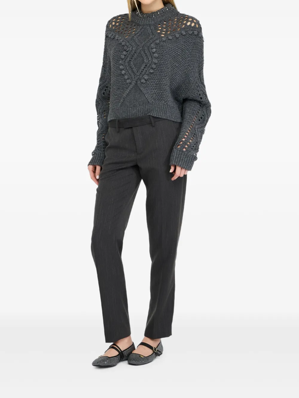 LIU JO Wool jumper with openwork detailing | Knitted Sweaters | Image 2