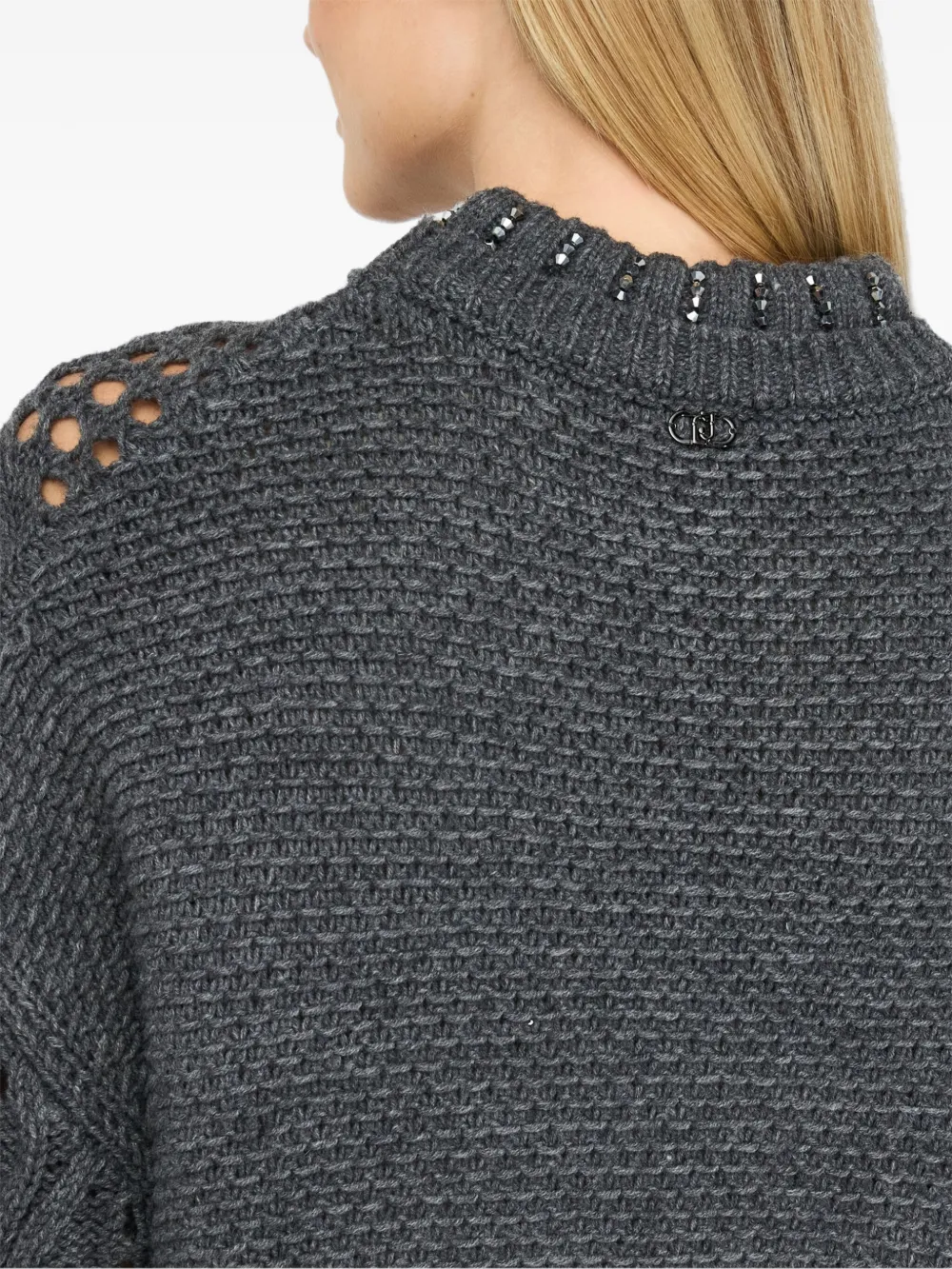 LIU JO Verfraaide opengebreide trui Grijs