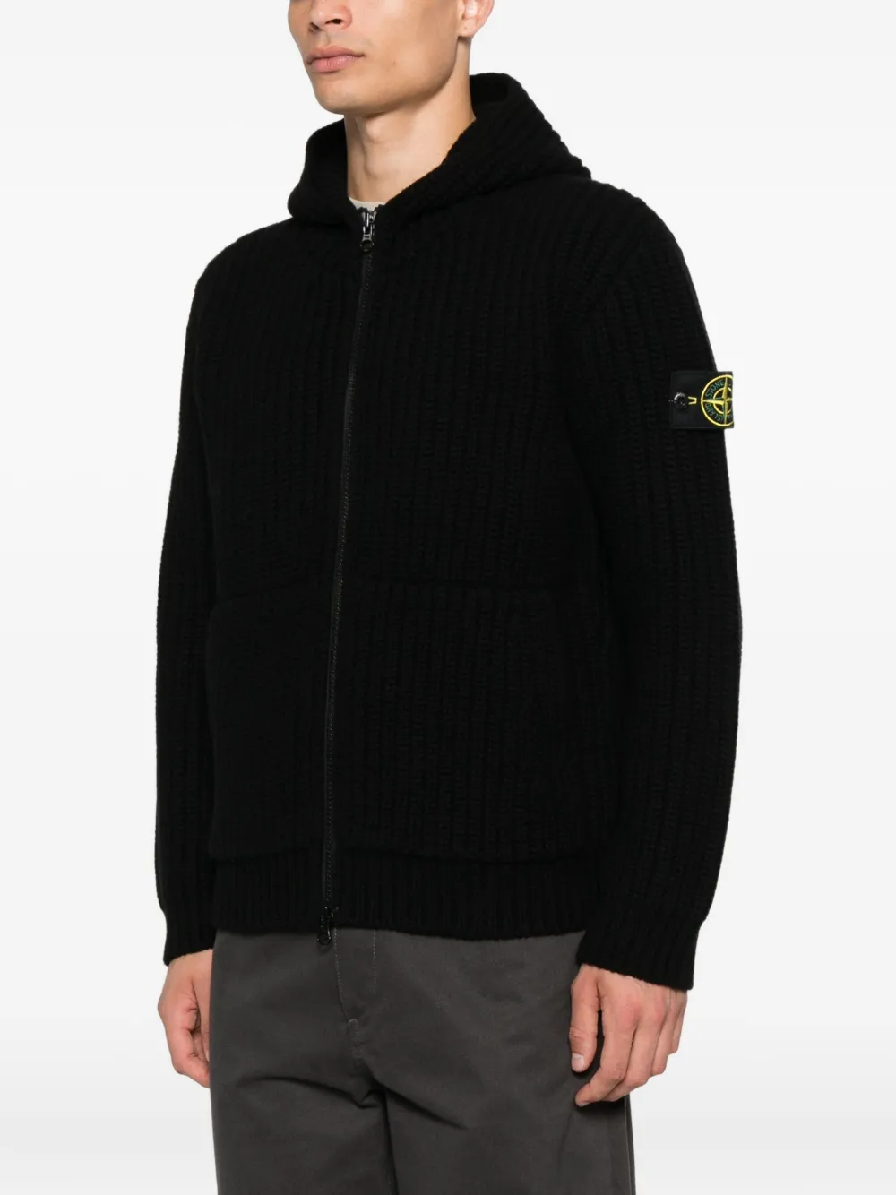 Stone Island Ribgebreid vest Zwart
