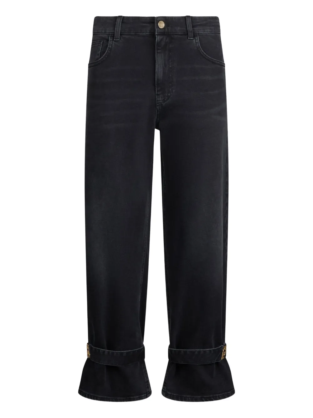 LIU JO Jeans met logoplakkaat en ruches Zwart