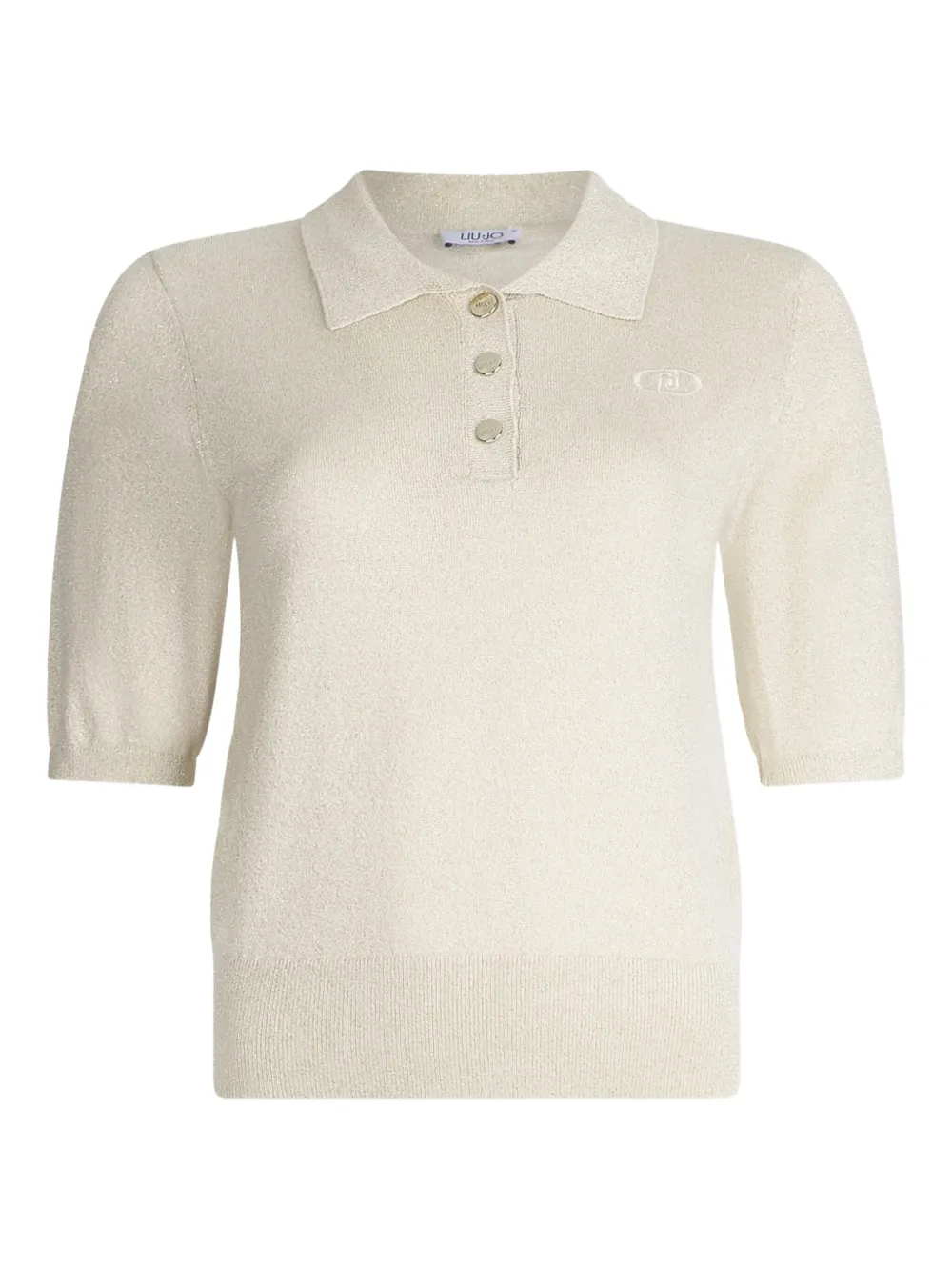 Liu •jo Lurex® Knit Polo-shirt In Neutral