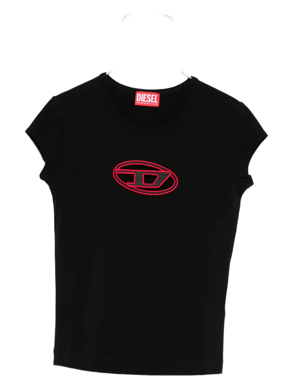 Diesel logo-embroidered short-sleeve top Zwart