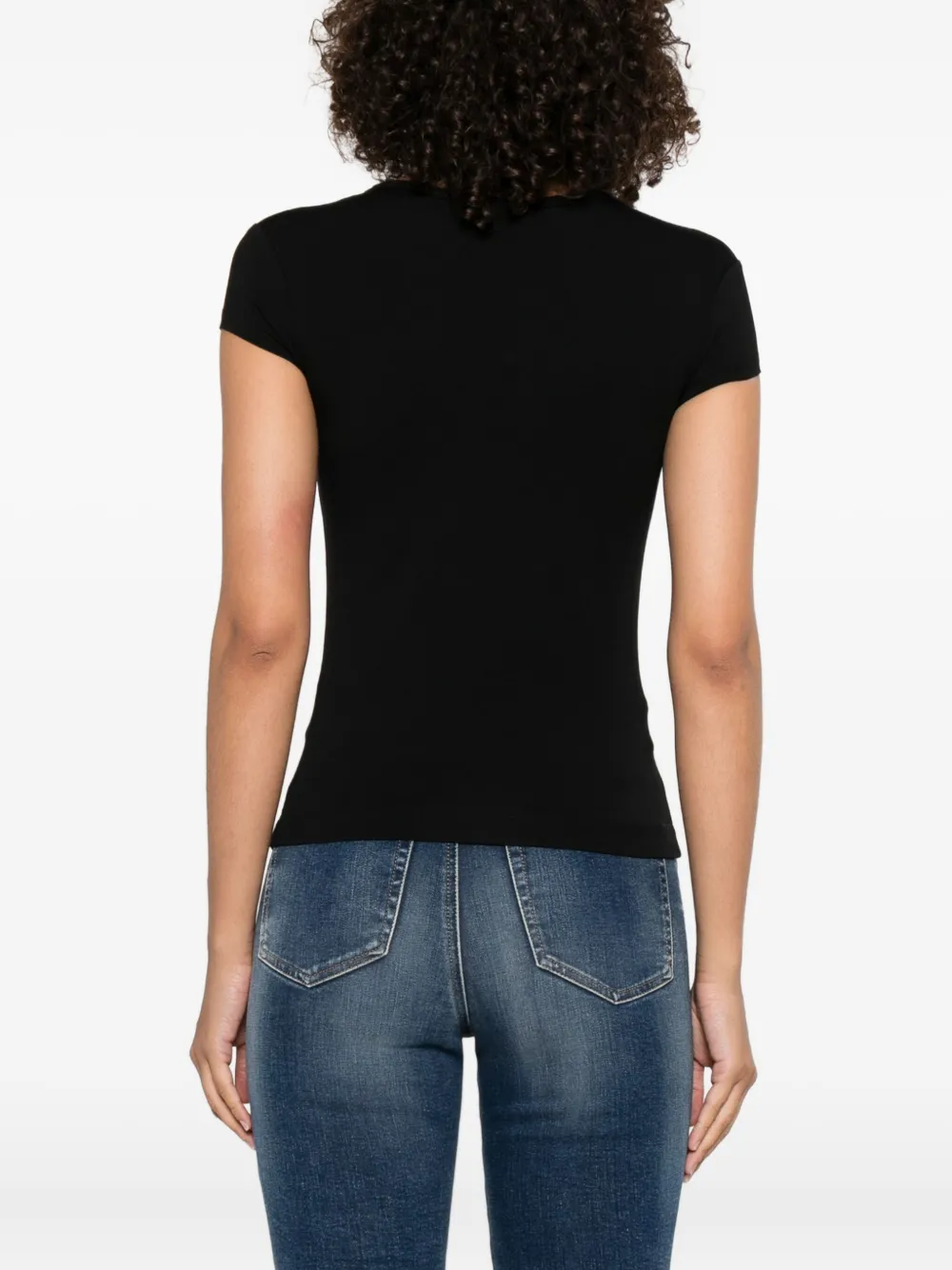 Diesel logo-embroidered short-sleeve top Zwart