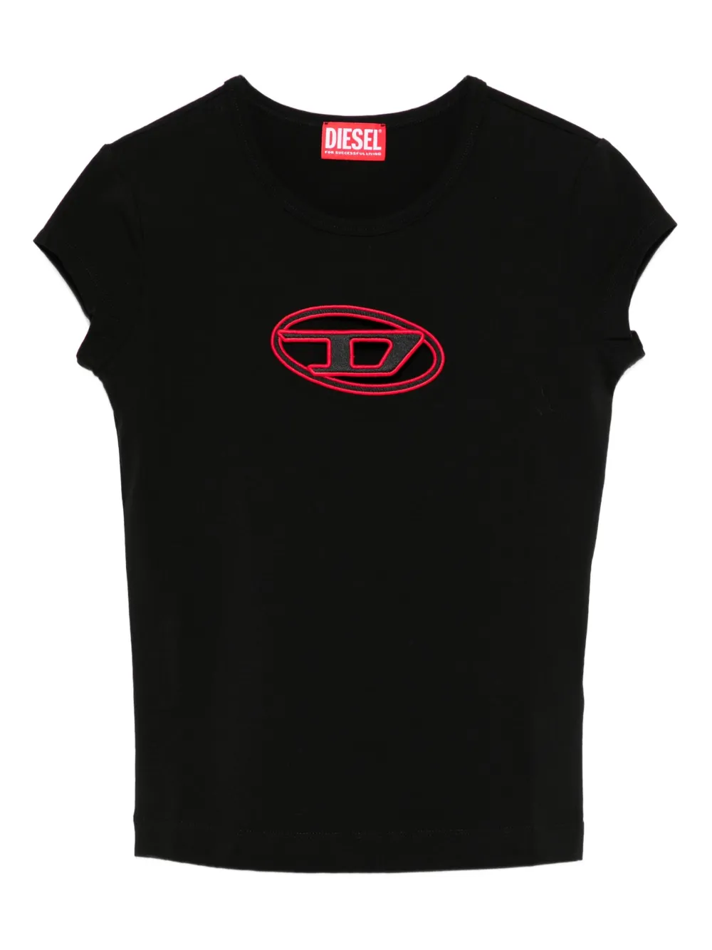 Diesel logo-embroidered short-sleeve top Zwart