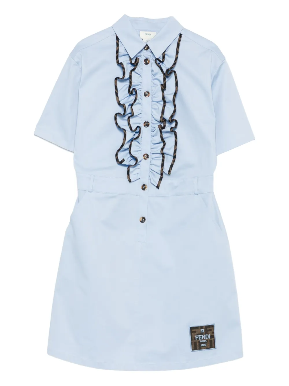 Fendi Kids Mini-jurk met ruches Blauw