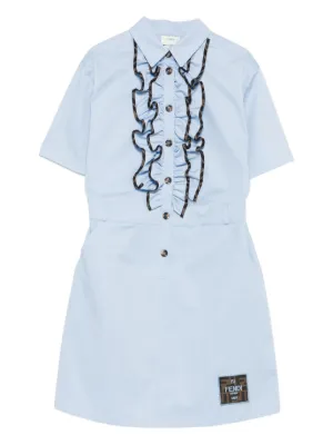 Fendi Kids モノグラムパターン シャツワンピース | ブルー | FARFETCH JP