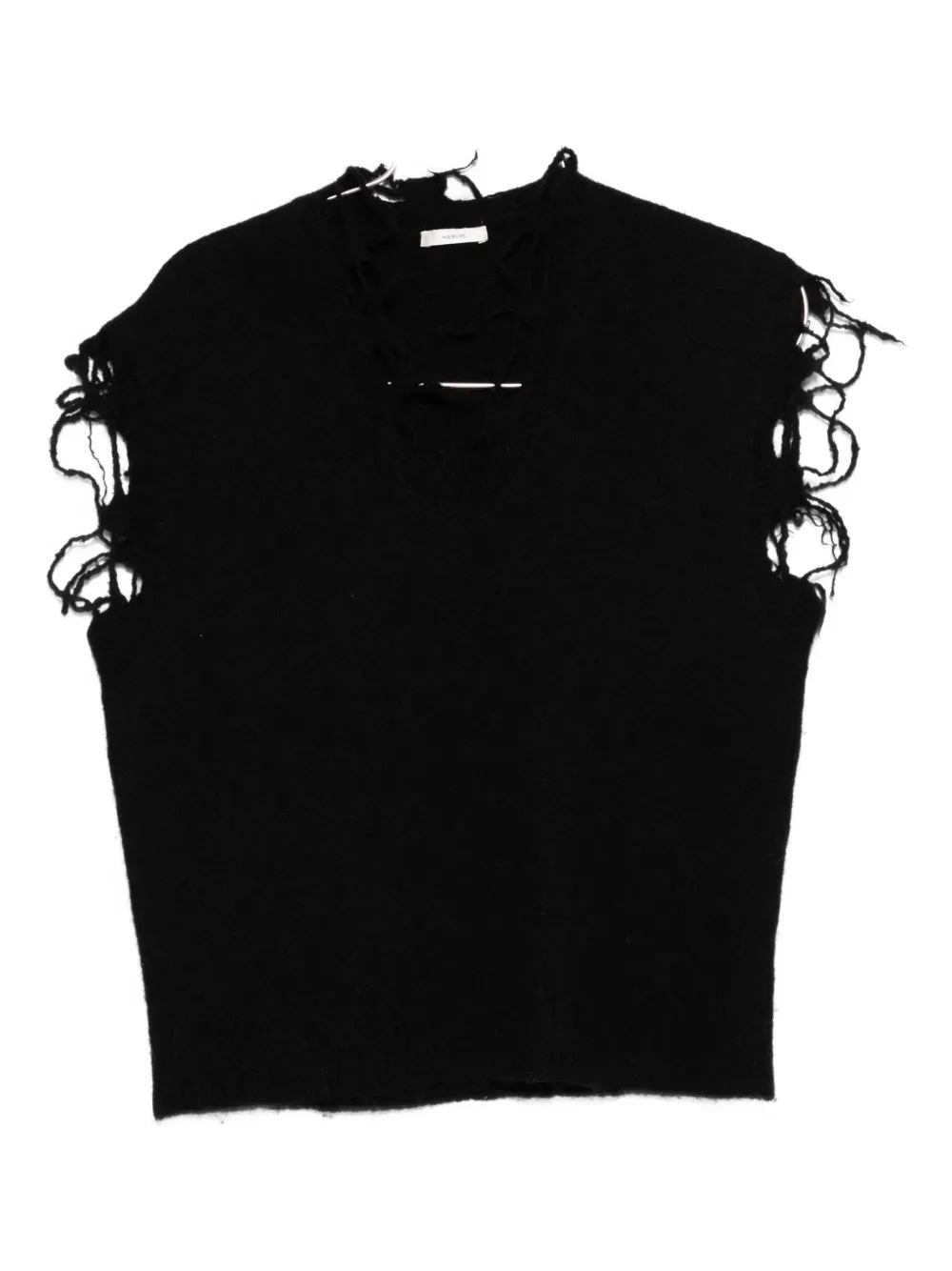 Haikure distressed-finish top Zwart