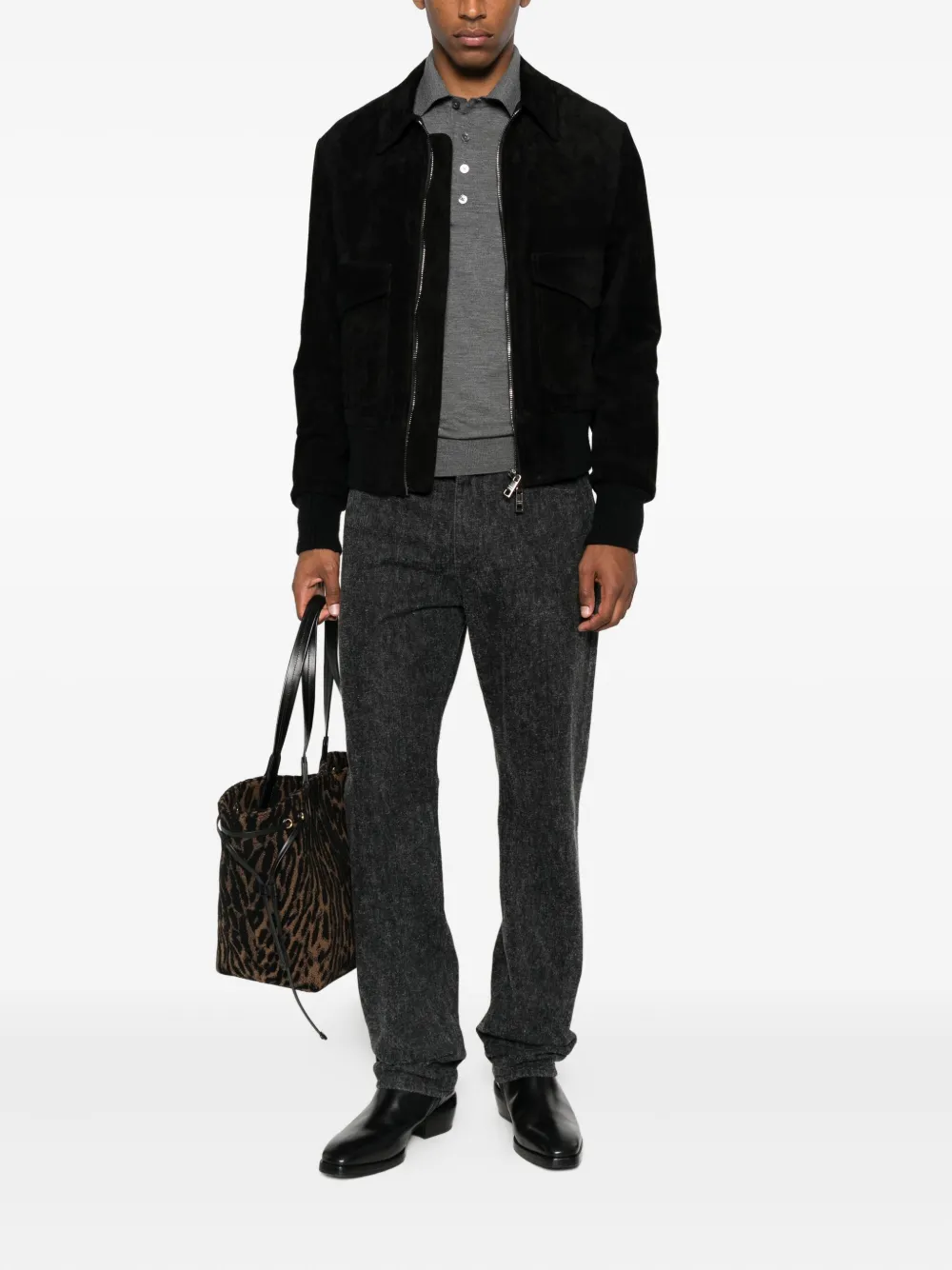 TOM FORD long-sleeve button polo shirt Grijs