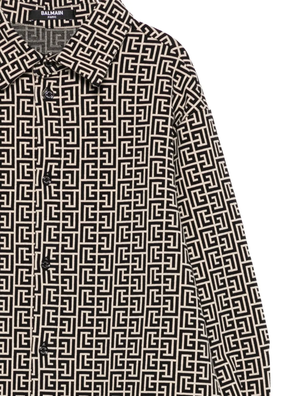 Balmain Kids geometric-print shirt Beige