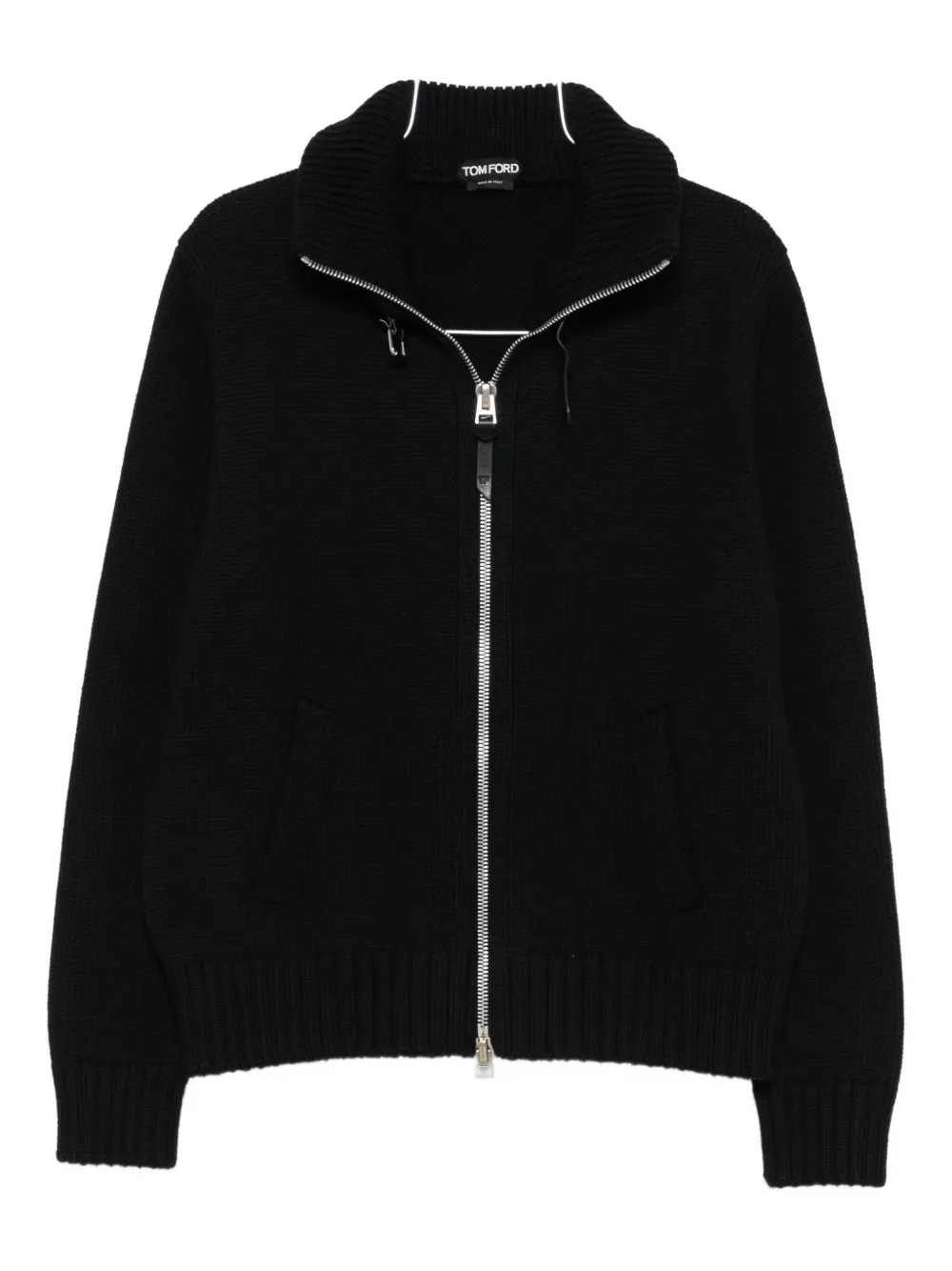 Tom Ford Merino Wool Jacket High Collar In Black
