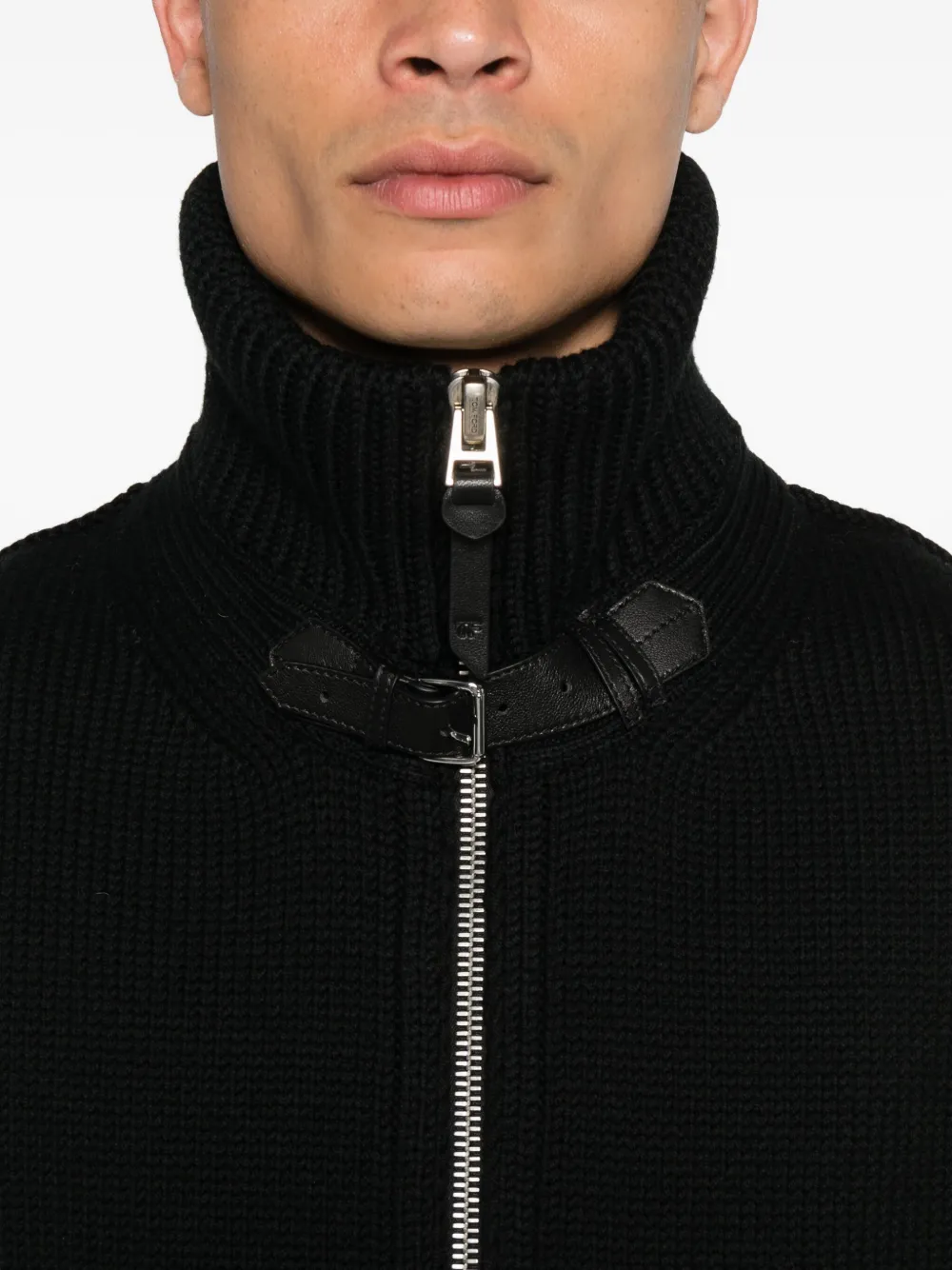 TOM FORD Geribbeld wollen jack met rits Zwart