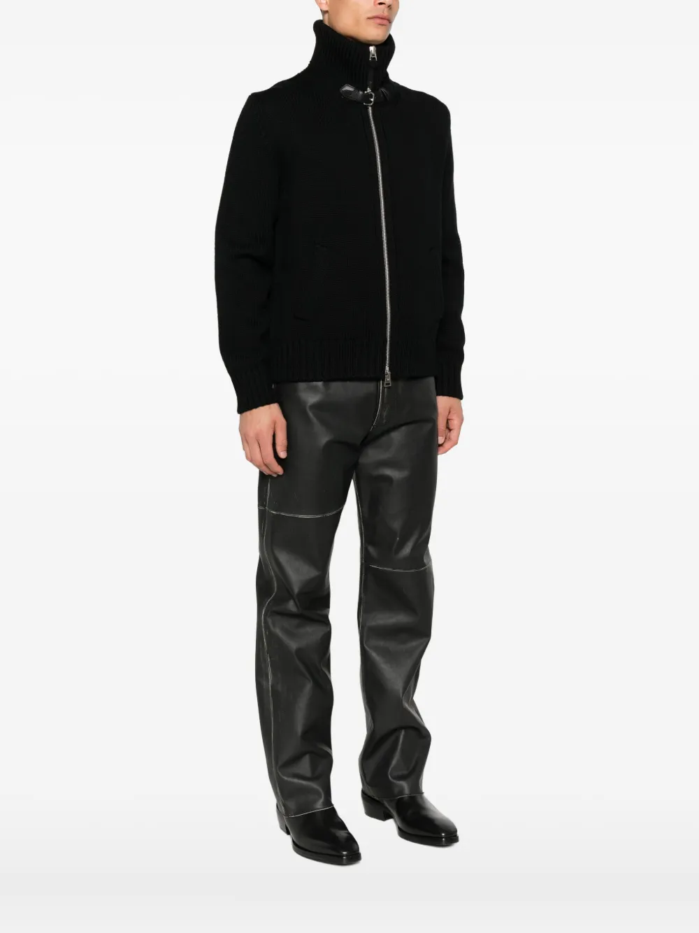 TOM FORD Geribbeld wollen jack met rits Zwart