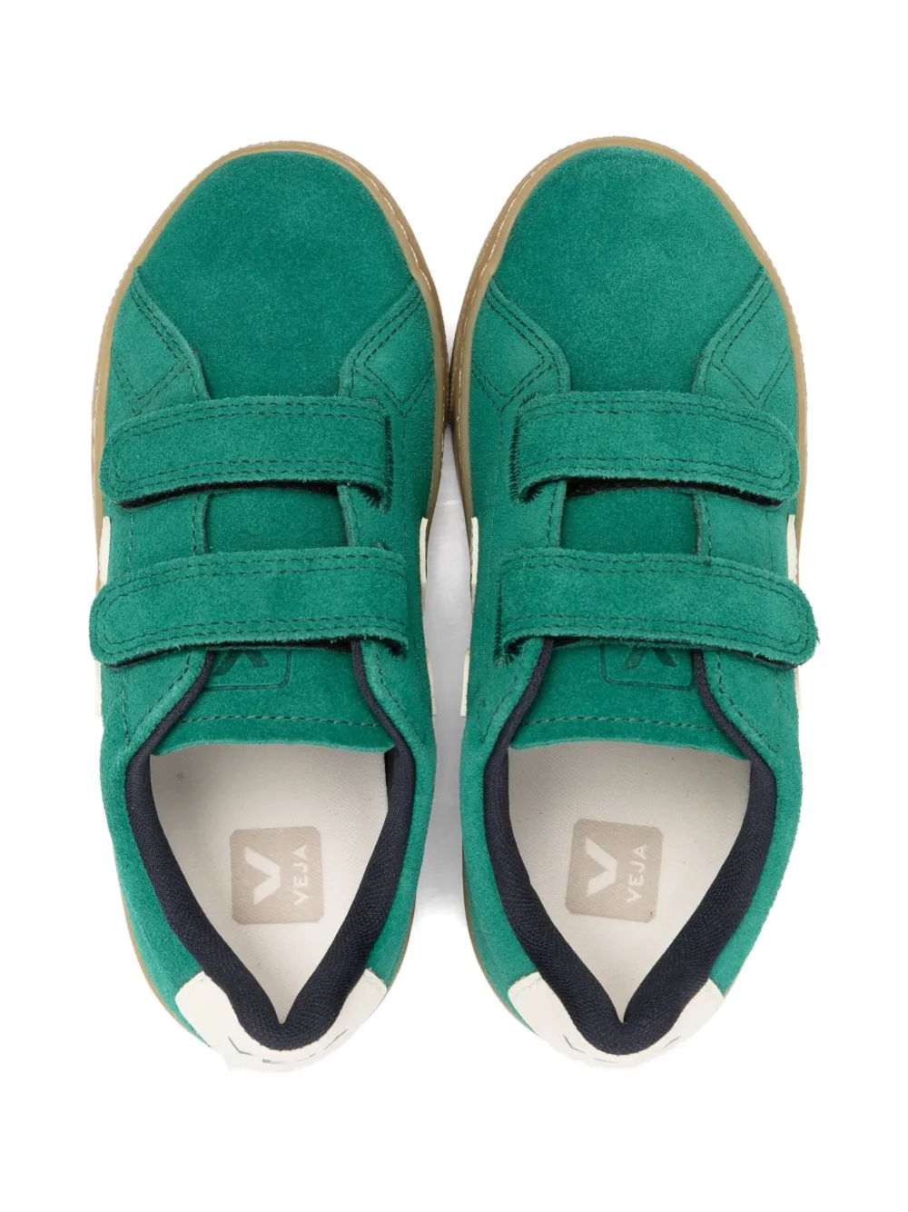VEJA Kids suede touch-strap sneakers Green