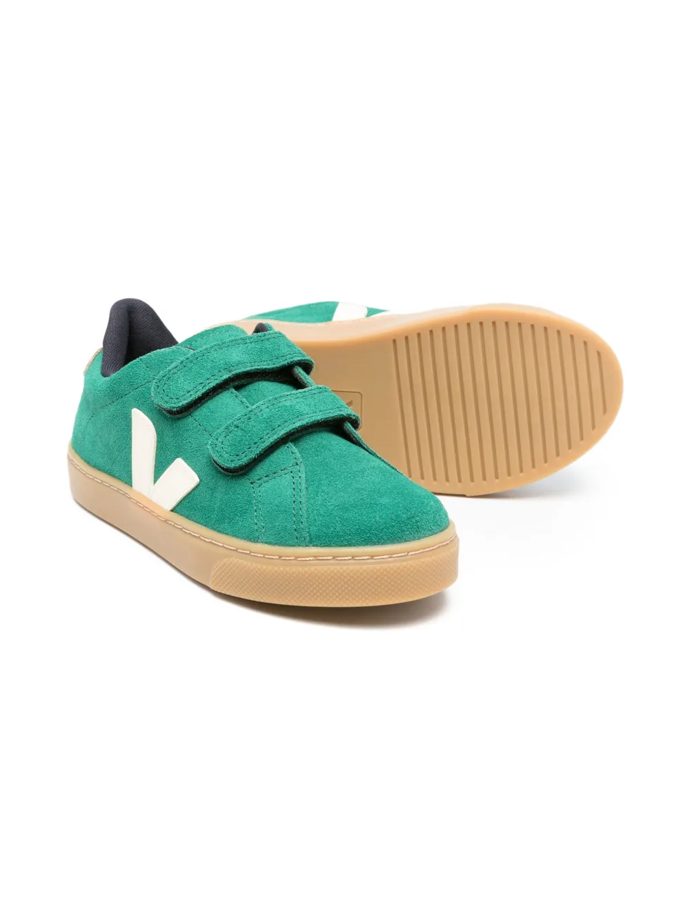 VEJA Kids suede touch-strap sneakers Green