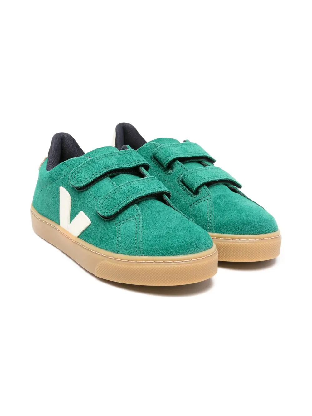 VEJA Kids suede touch-strap sneakers Green