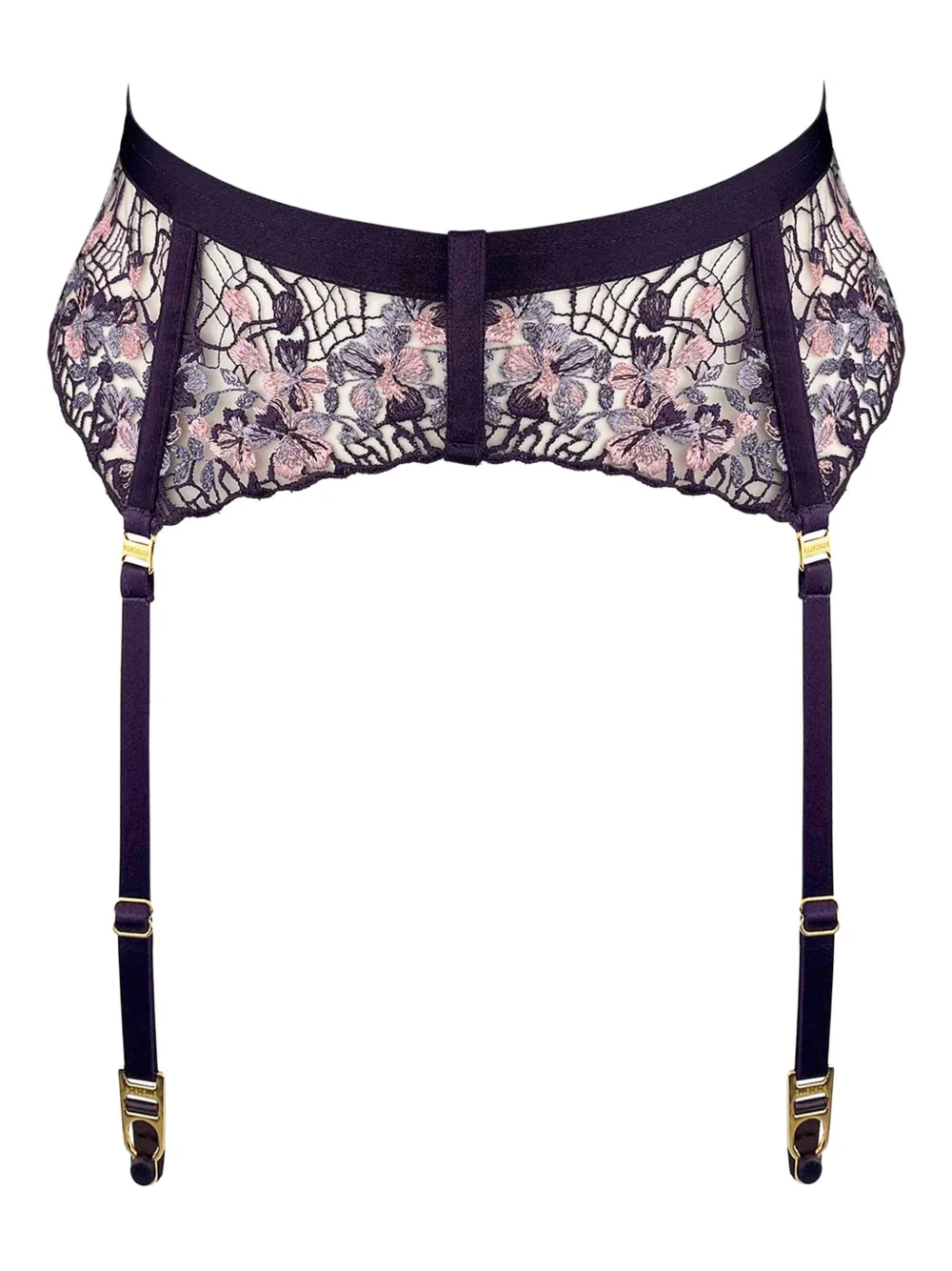 Amela floral-lace suspender belt
