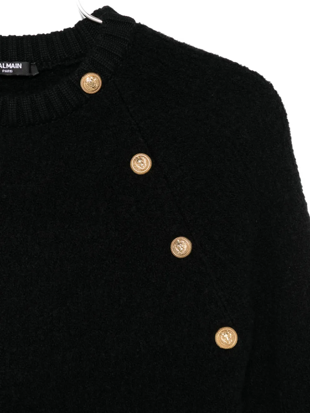 Balmain Button-embellished Knit Sweater In Black