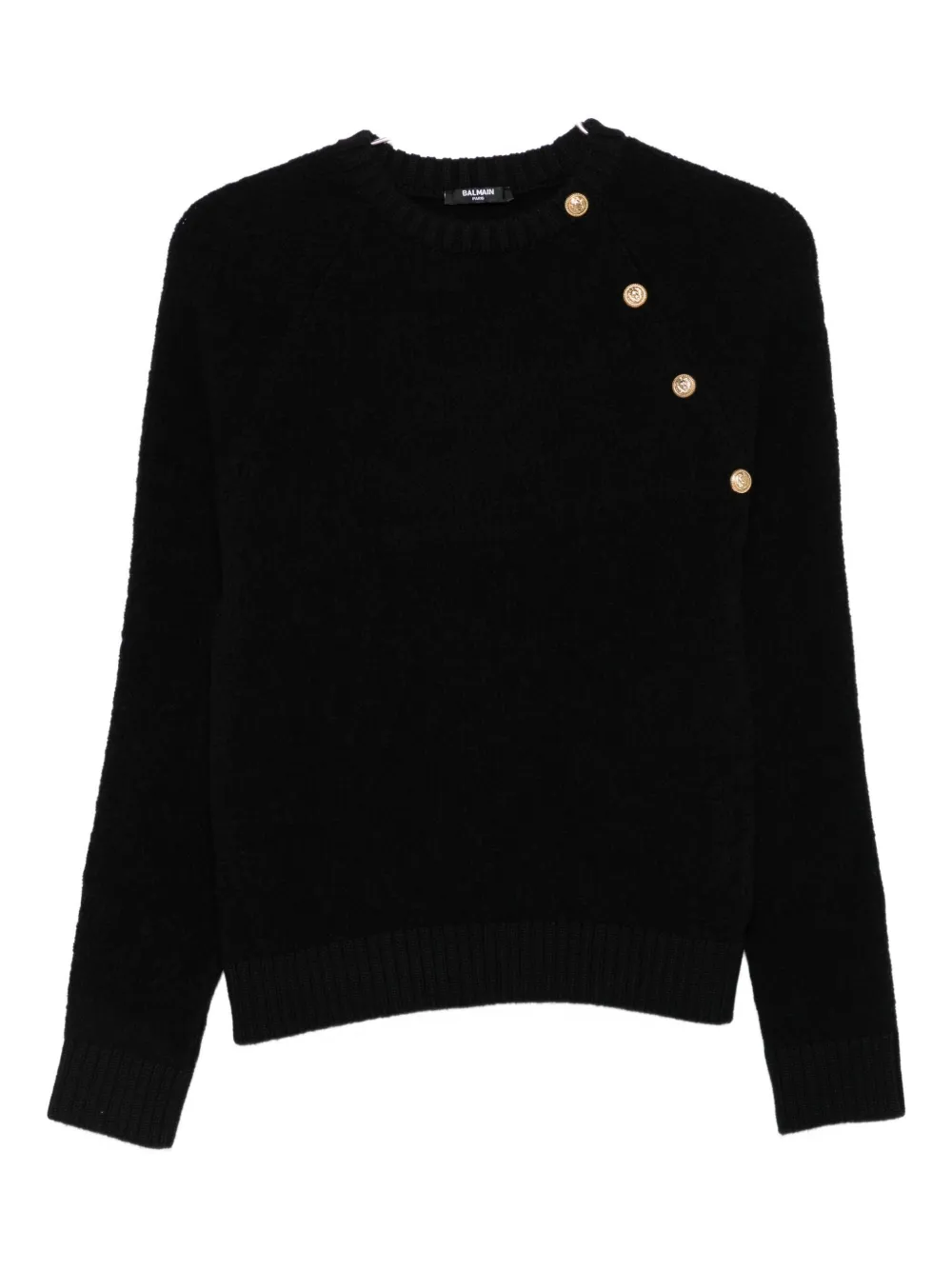 Balmain Button-embellished Knit Sweater In Black