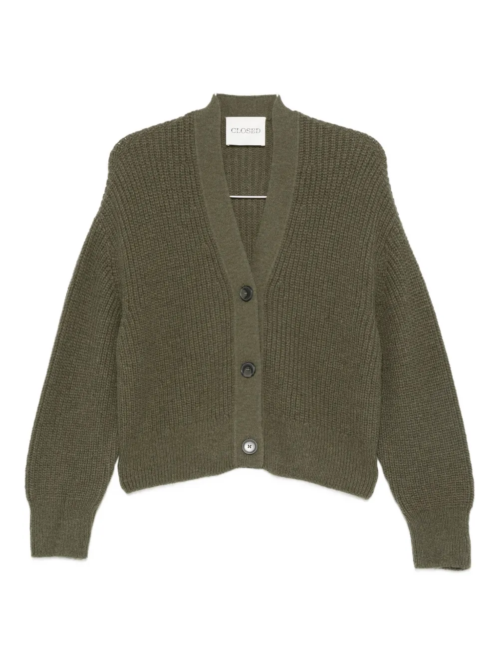 Closed Wool Blend V-necked Cardigan In Green