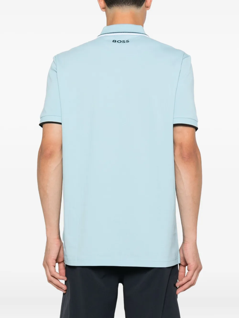 BOSS Poloshirt met gestreepte kraag Blauw