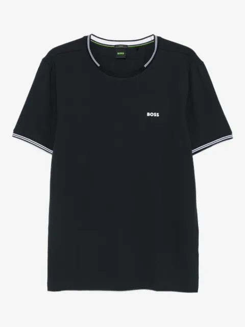 BOSS stretch-cotton T-shirt with stripes and logo